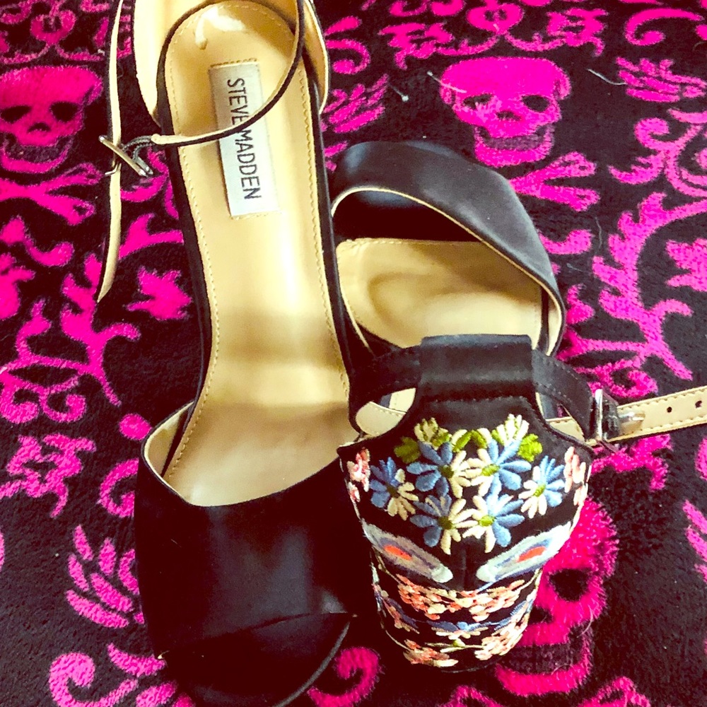 Hand embroidered Steve Madden heals
